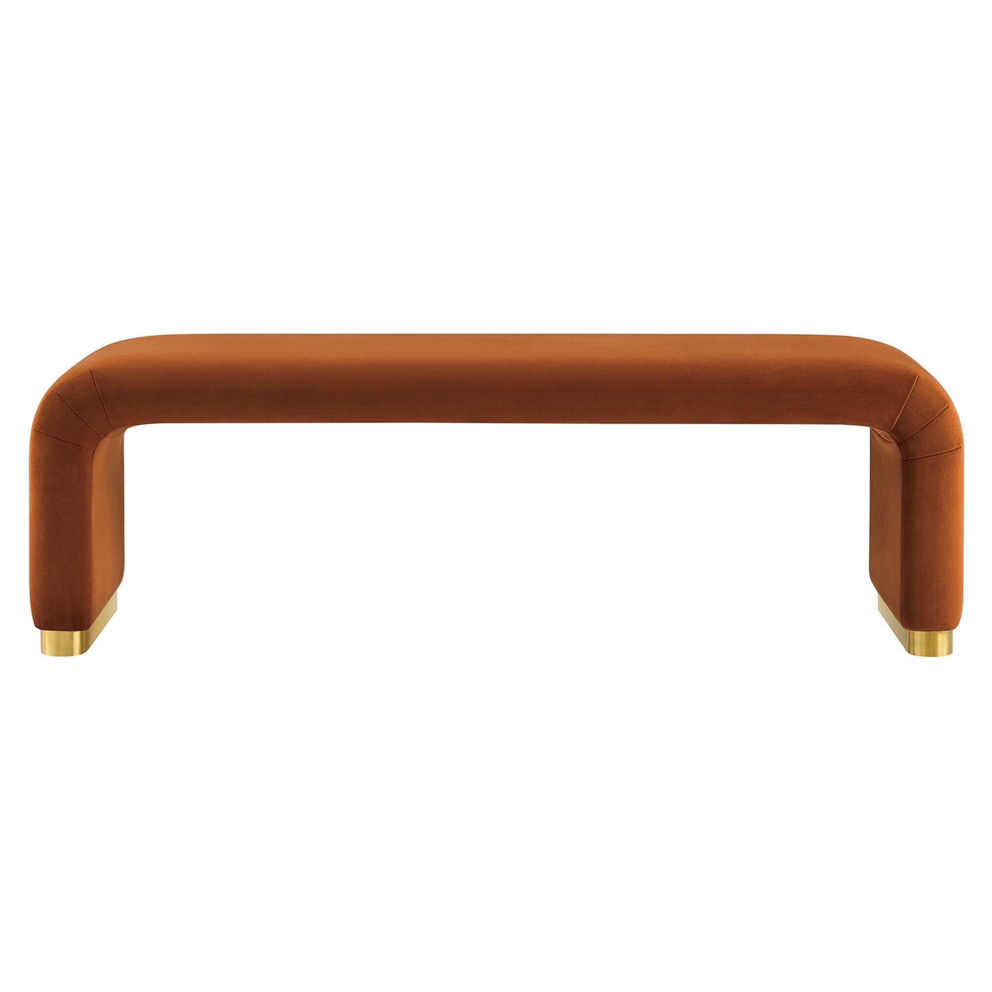 Alt View 1. Modway - Koda Performance Velvet Waterfall Long Bench by Modway - Red.