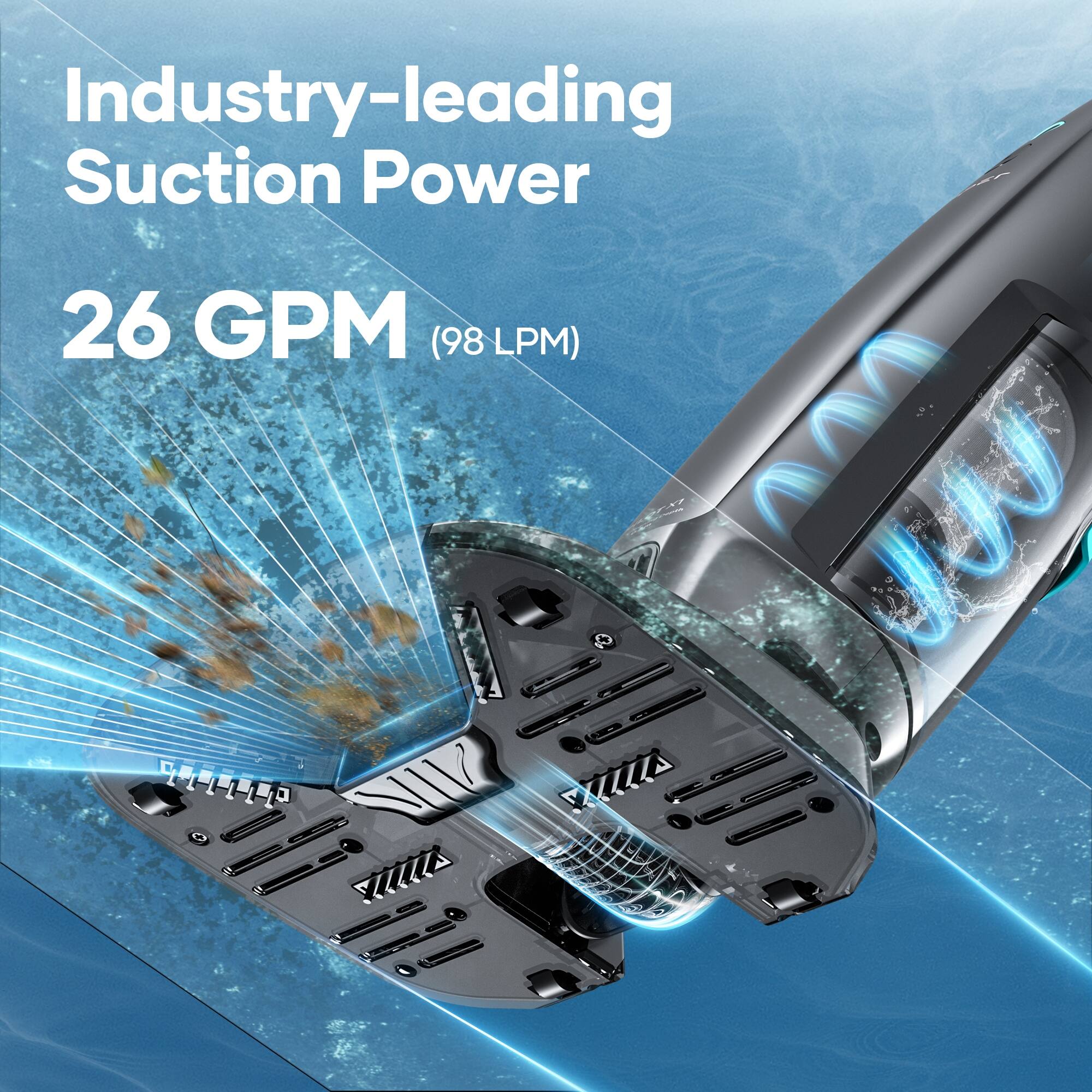 Industry-leading Suction Power: 26 GPM (98 LPM)