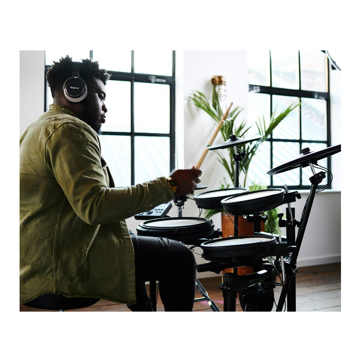 Angle. Roland - Roland TD-07KVX V-Drums Electronic Drum Set (BOX 1) - CANNOT BE SOLD SEPARATELY.