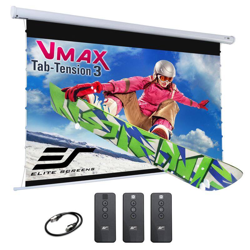 Elite Screens - VMAX Tab-Tension3,105"Diag,16:9,Electric Drop-Down Matte 4K UHD Projector Screen,VMAXT105XWH3 - White