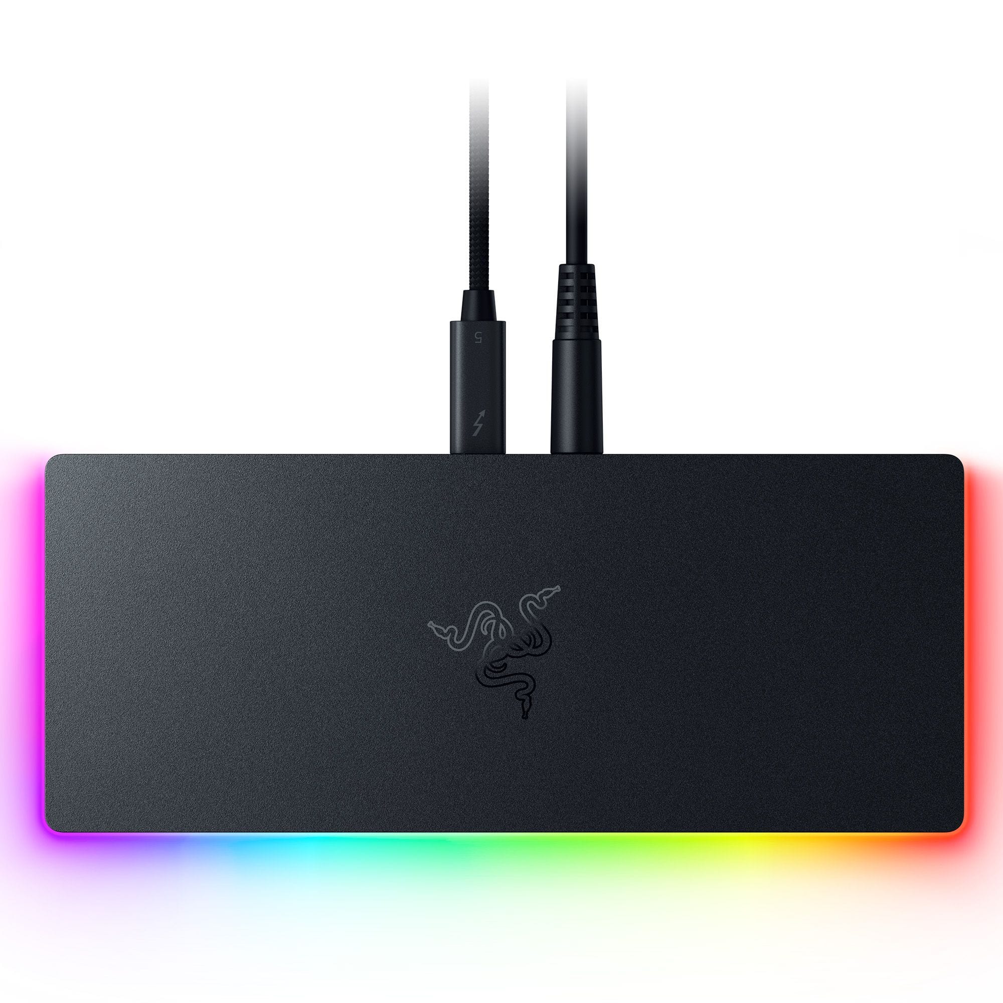 Front. Razer - Thunderbolt 5 Docking Station - Chroma RGB Lighting, 11 Ports with M.2 Storage Slot, 120Gbps Transfer for PC and Mac - Black.