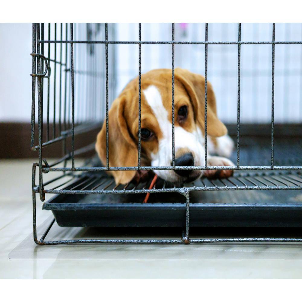 Left. Floortex - P-Tex Polycarbonate Dog Crate Floor Protector - 48" x 53".