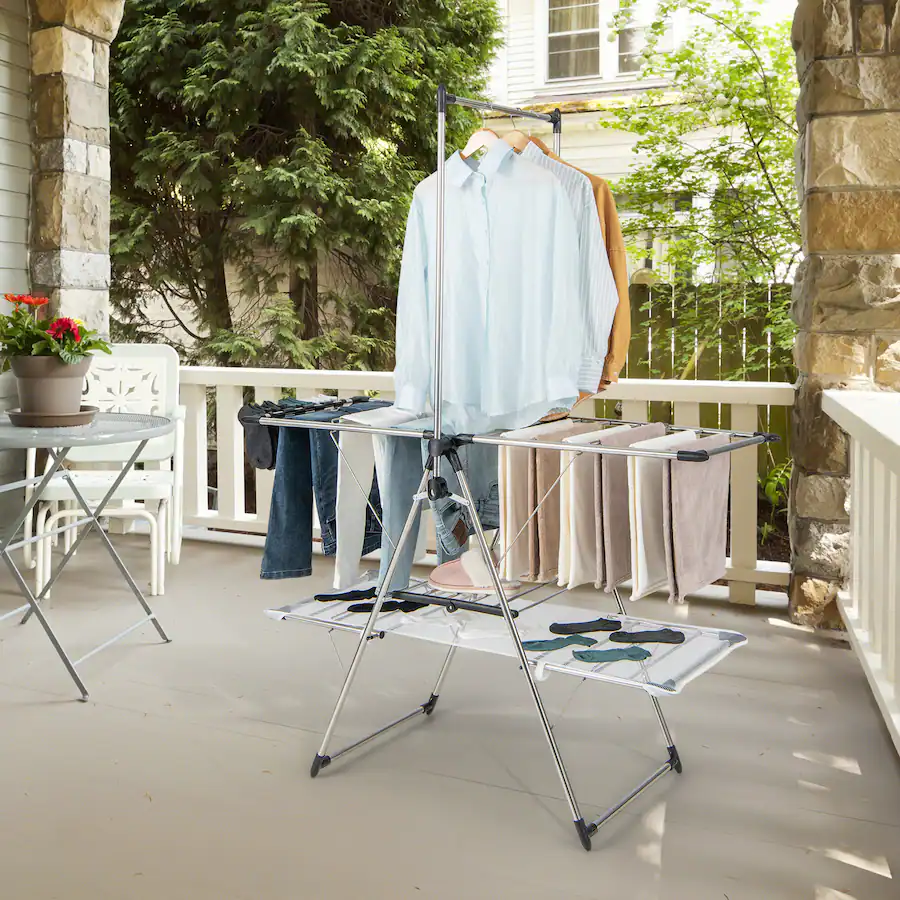 Costway Large Foldable Clothes Drying Rack 2 tier Laundry Drying Rack w ...