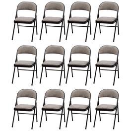 MECO - Sudden Comfort Deluxe Fabric Padded Folding Chair Set, (12 Pack) - Black