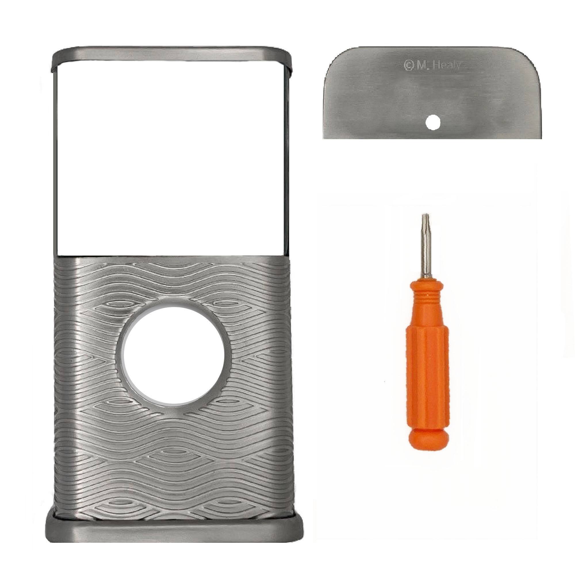 Back. Michael Healy - Waves Video Doorbell Cover (Ring 3, 3 Plus, 4, Battery Plus and Battery Pro) - Nickel Silver.