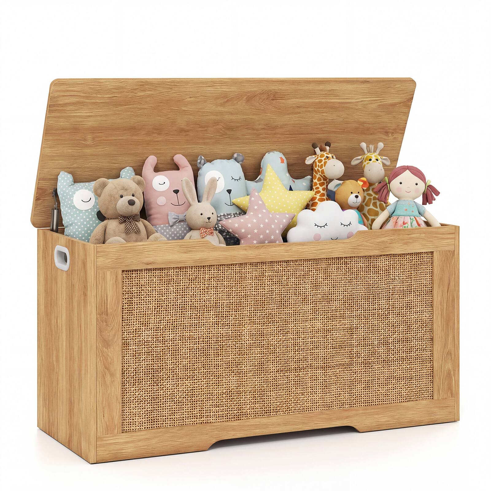 Front. Costway - Costway Kids Storage Bench, 40" Toy Box with Flip Top, 2 Metal Hinges and Side Handles - Natural.