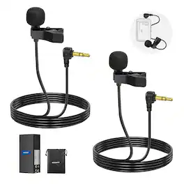 Neewer - 2-Pack Mini Lavalier Microphone - Clip-On Wired Lapel Mic for DJI Mic 2 & Rode Wireless Go II