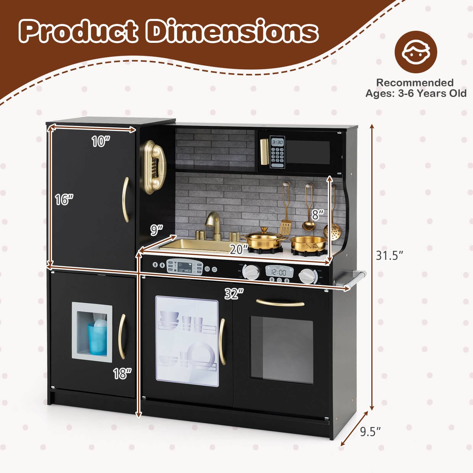 Product Dimensions  
Recommended Ages: 3-6 Years Old  

10"  
16"  
9"  
8"  
20"  
32"  
18"  
9.5"  
31.5"