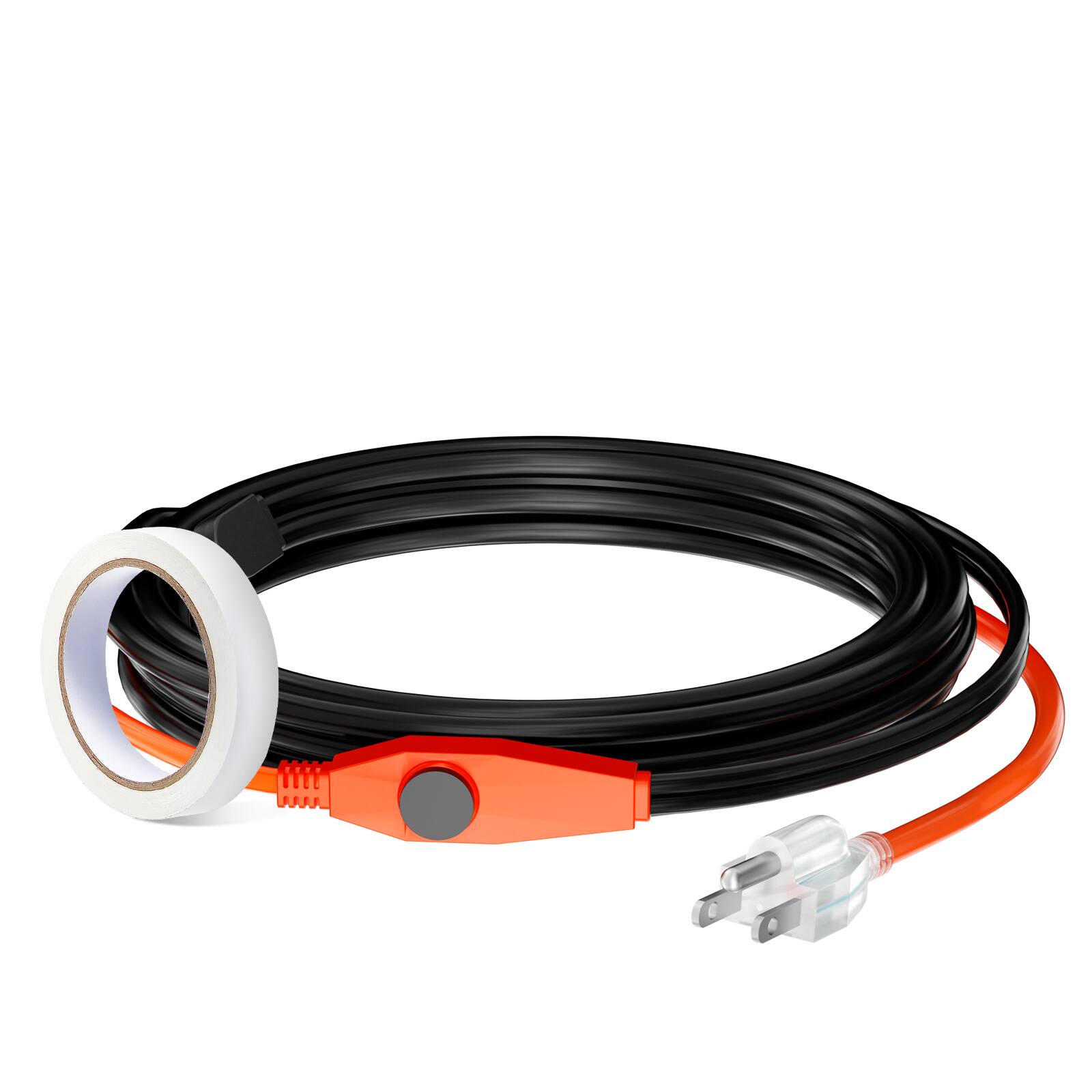 Alt View 5. VEVOR - Pipe Heating Cable, 9FT 7W/FT Heat Tape for Pipes with Built-in Thermostat, Water Pipe Heat Cable Protects PVC Hose - Black;Orange.