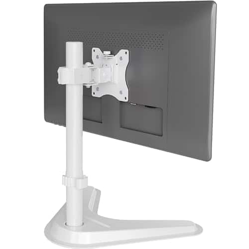 Hirose Alice - Single Monitor Mount Gas Spring Arm For 15-32 Inch Screens Adjustable Computer Stand Up To 20 Lbs With Clamp - White-Pillar Dual Mount