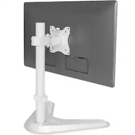 Hirose Alice - Single Monitor Mount Gas Spring Arm For 15-32 Inch Screens Adjustable Computer Stand Up To 20 Lbs With Clamp - White-Pillar Dual Mount