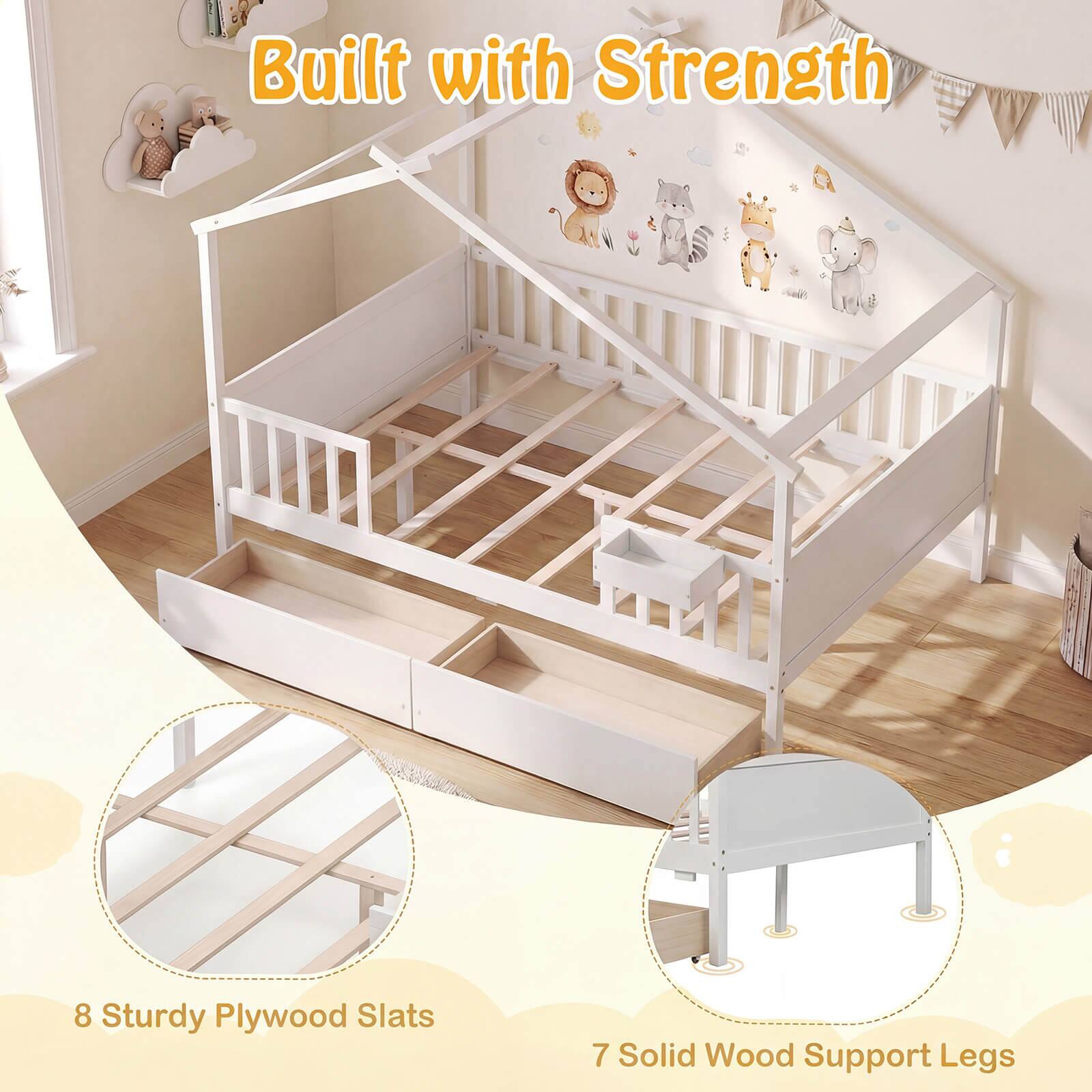 Built with Strength  
8 Sturdy Plywood Slats  
7 Solid Wood Support Legs