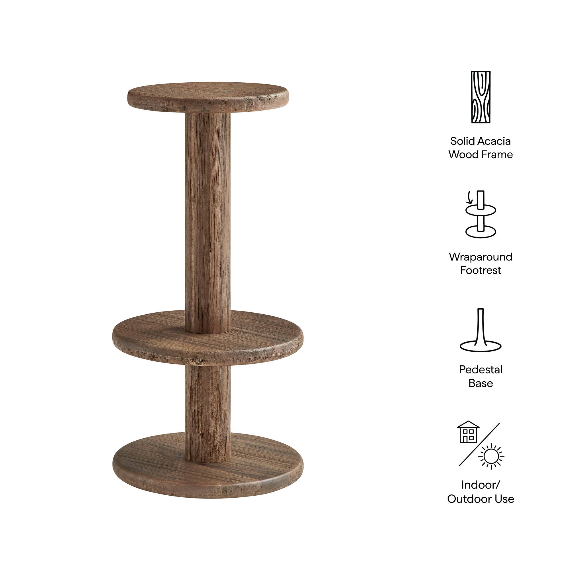 Solid Acacia Wood Frame  
Wraparound Footrest  
Pedestal Base  
Indoor/Outdoor Use