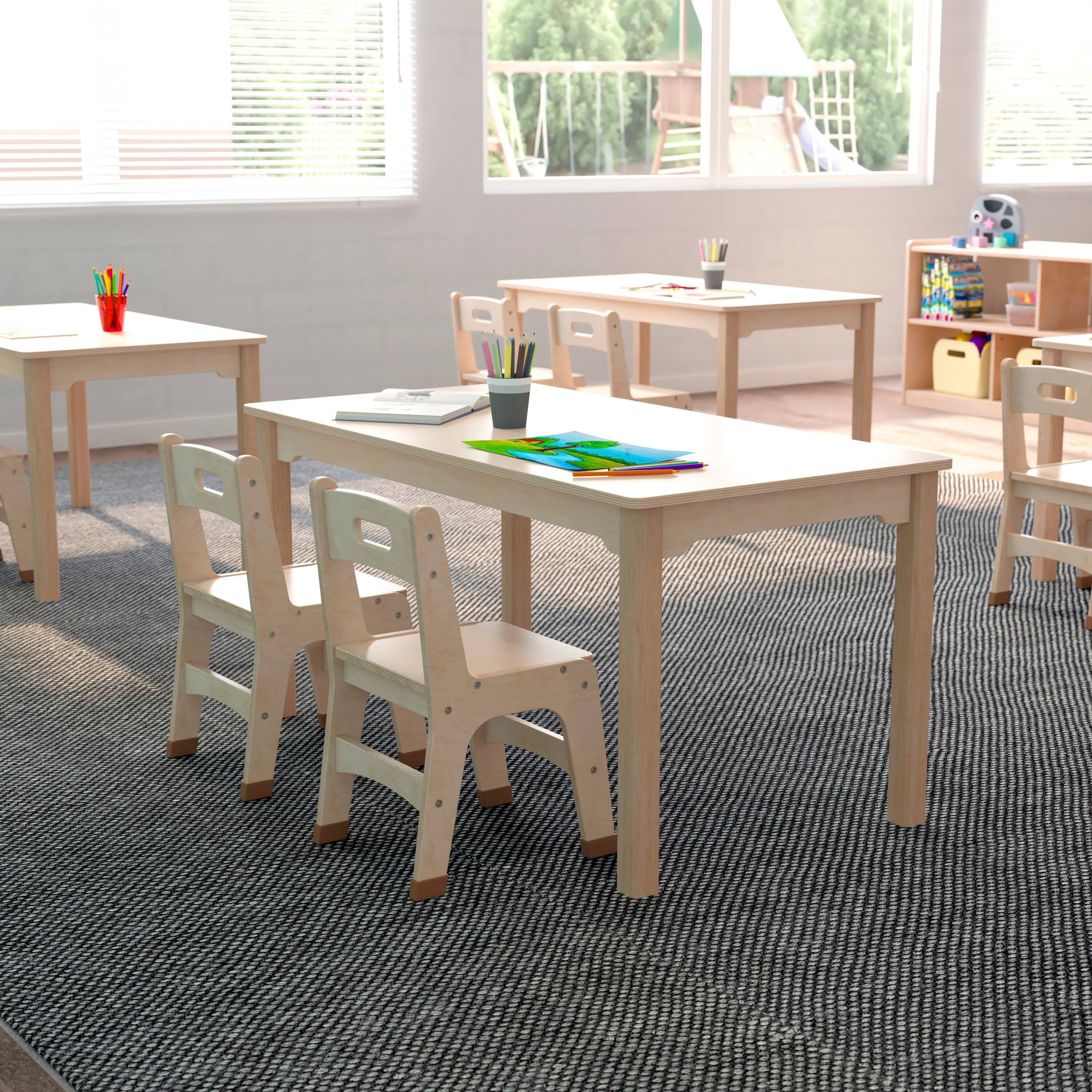 Alt View 2. Flash Furniture - Bright Beginnings Commercial Grade Wooden Rectangular Preschool Classroom Activity Table, (23.5"W x 47.25"D x 21.25"H), - Natural.