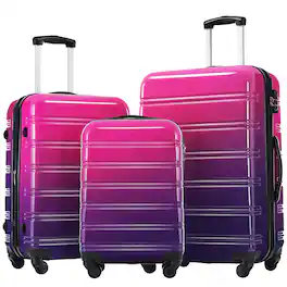 Ecooso - Hardshell Luggage Sets 3 Piece Gradient Color Expandable Suitcase with Spinner Wheels,TSA Lock Lightweight 20" 24" 28" - Multicolor purple