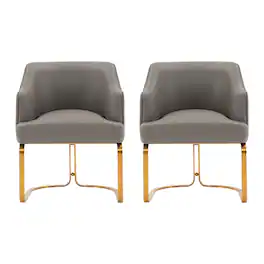 Manhattan Comfort - Raya Modern Wood Vegan Leather Dining Chair - Set of 2 - Taupe