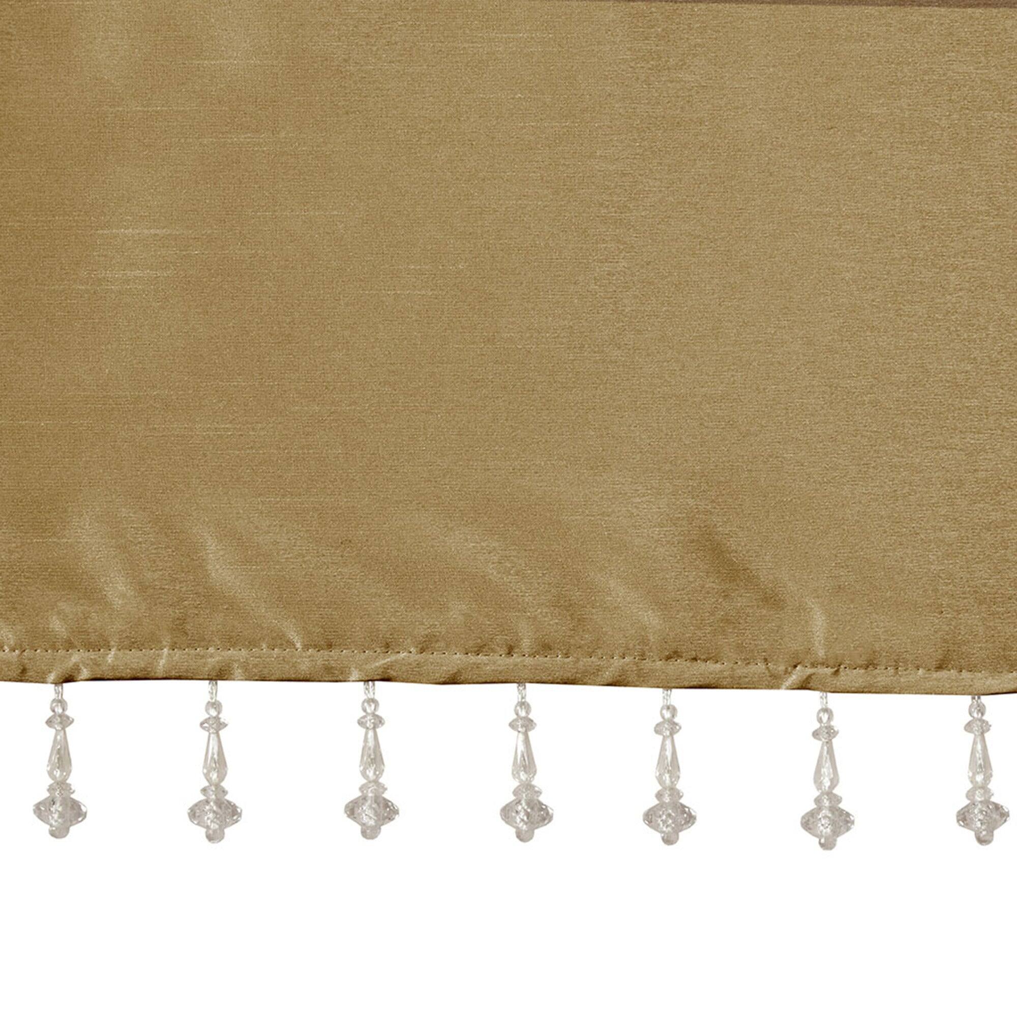 Alt View 1. BreeBe - Lightweight Faux Silk Valance With Beads Bronze 50x26' - Bronze.