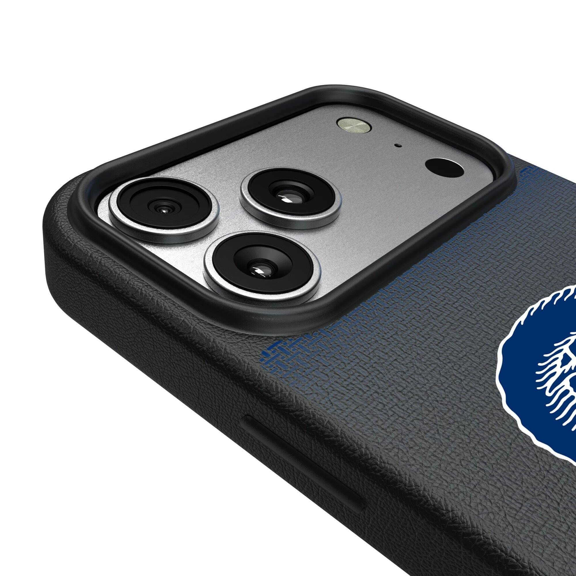 Alt View 2. Keyscaper - Los Angeles Rams Linen Logo iPhone Magnetic Bump Case - 15 Pro Max - Black.