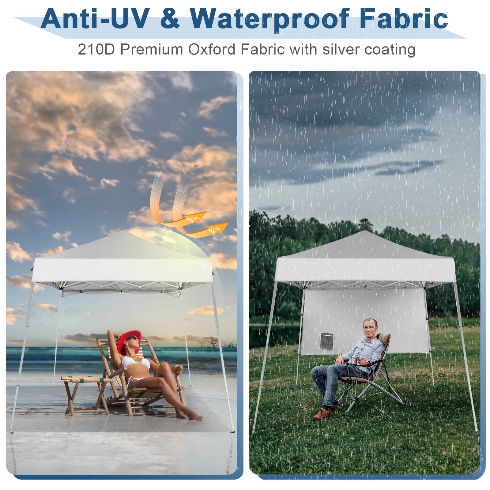 Anti-UV & Waterproof Fabric  
210D Premium Oxford Fabric with silver coating