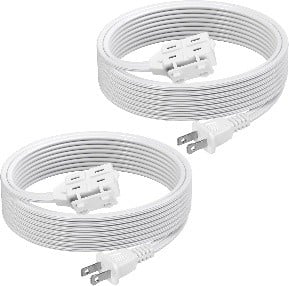 BN-LINK - 2-Pack 12 ft Indoor Extension Cord, 3-Outlet 16/2 SPT-2, 2-Prong Polarized, for Home, Office, Holiday - White
