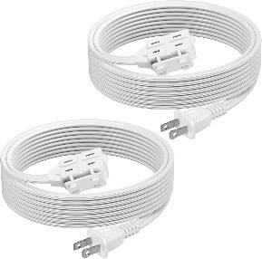 Front. BN-LINK - BN-LINK 2-Pack 12 ft Indoor Extension Cord, 3-Outlet 16/2 SPT-2, White, 2-Prong Polarized, for Home, Office, Holiday - White.