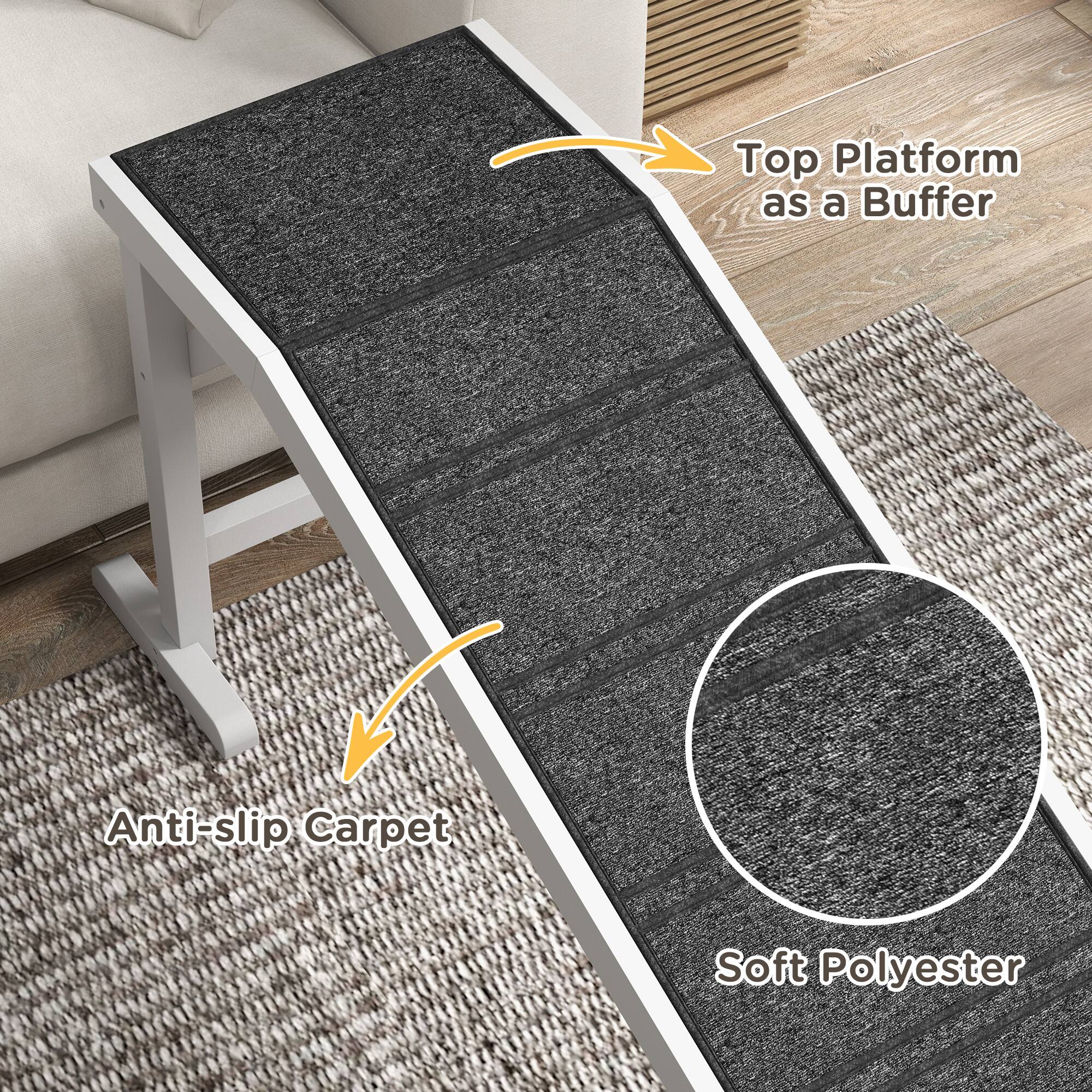 - Top Platform as a Buffer
- Anti-slip Carpet
- Soft Polyester