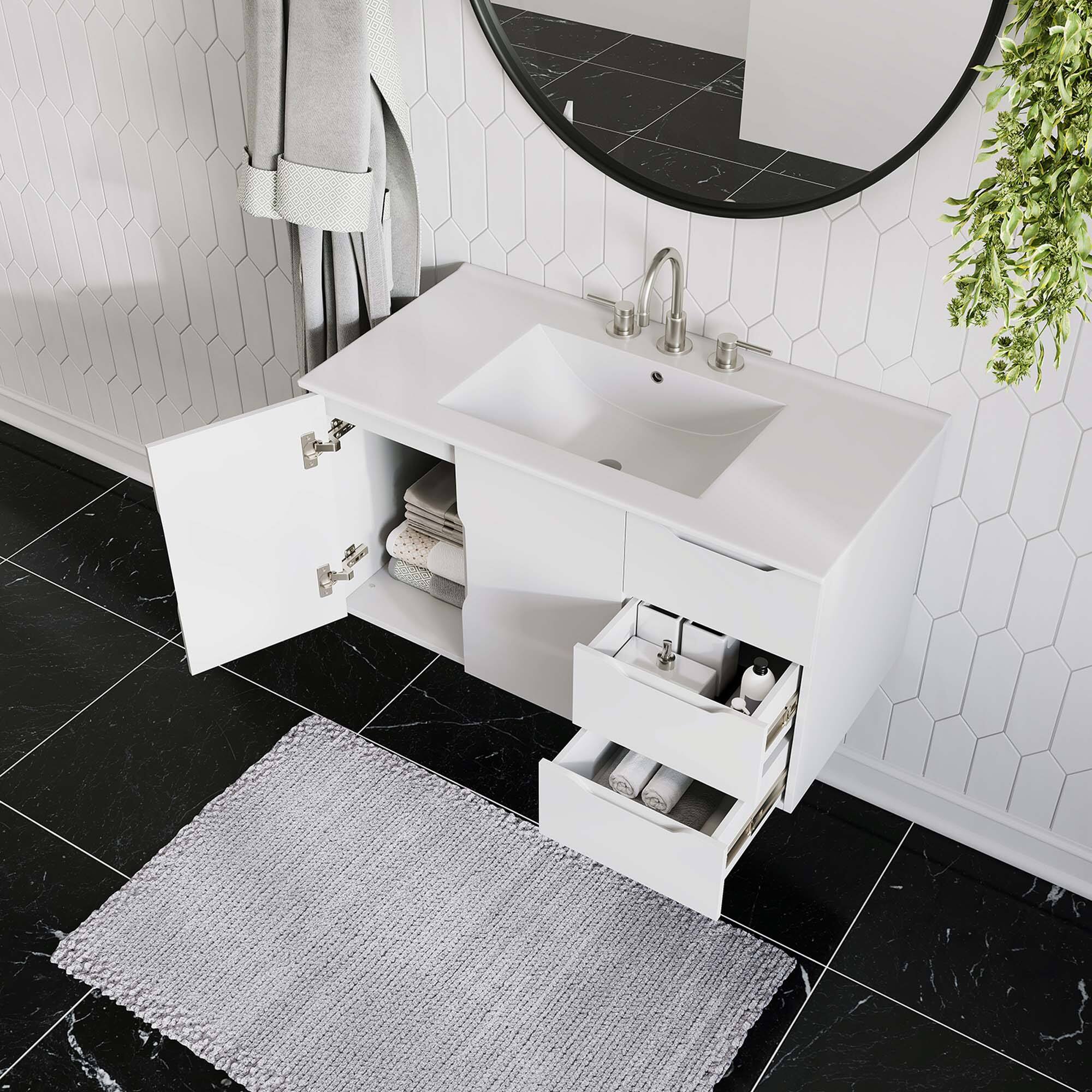 Back. Modway - Vitality Bathroom Vanity Basin Included by Modway - White White.