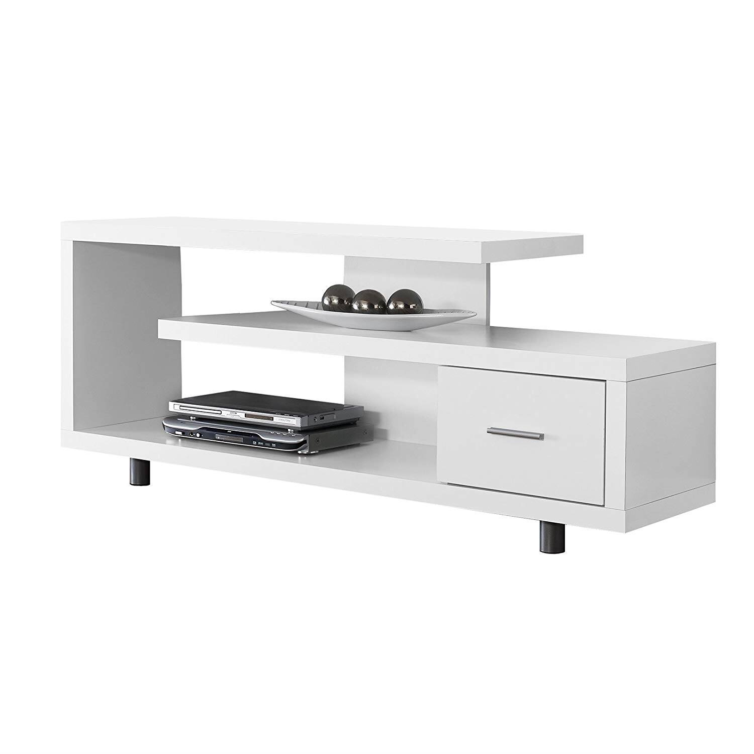 SlickBlue - Sleek TV Stand for TVs up to 60 Inches, Modern Design - White