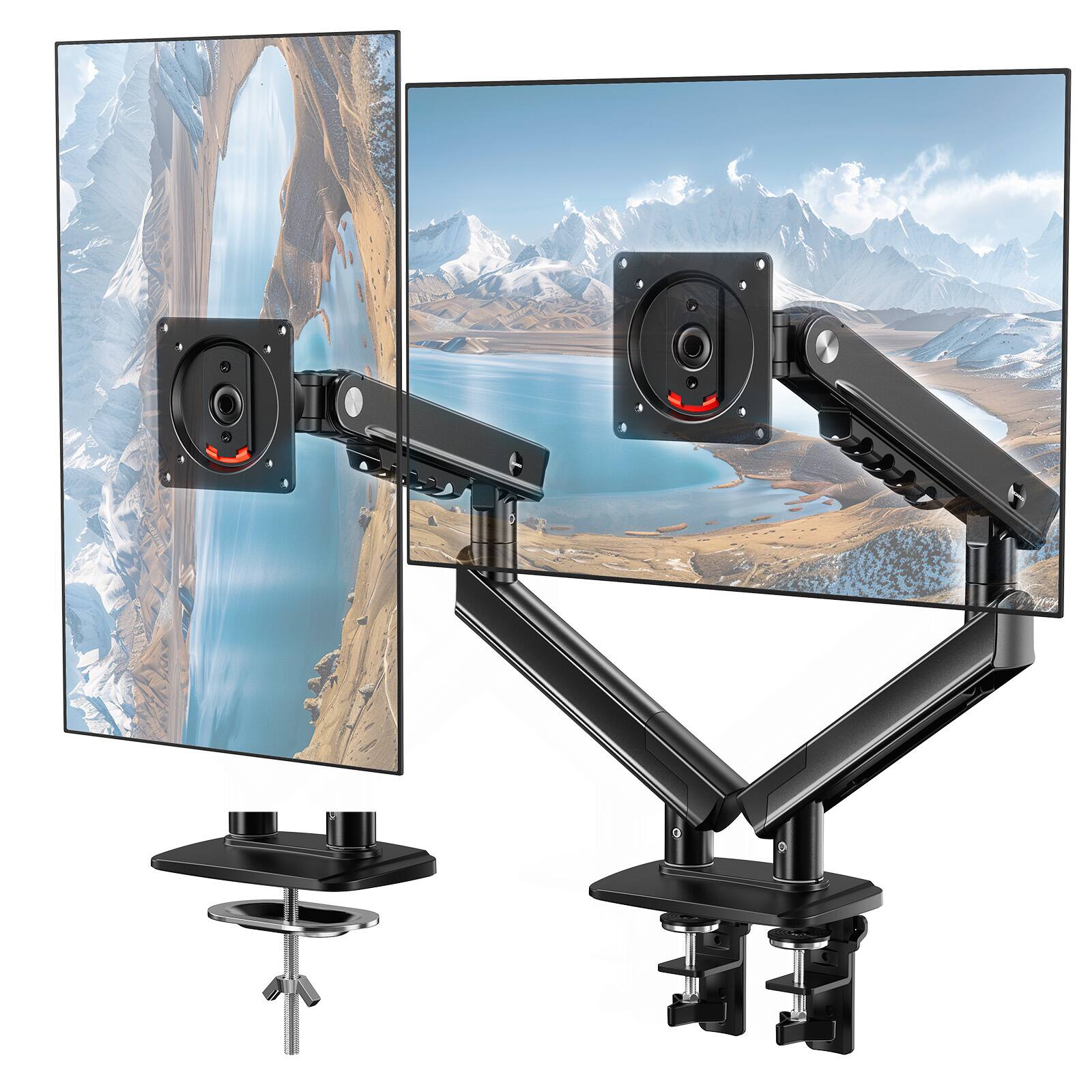 "HUANUO - FlowLift™ Dual Monitor Arms for 13–32"" Screens, MechaSpring™ Monitor Mount with Tilt/Swivel/Rotation, Max Load 19.8lbs - Black" price history on PriceWatchPro