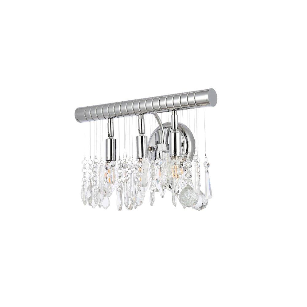 Alt View 1. Elegant Lighting - Chorus Line 3 Light Chrome Wall Sconce Clear Royal Cut Crystal - Chrome.