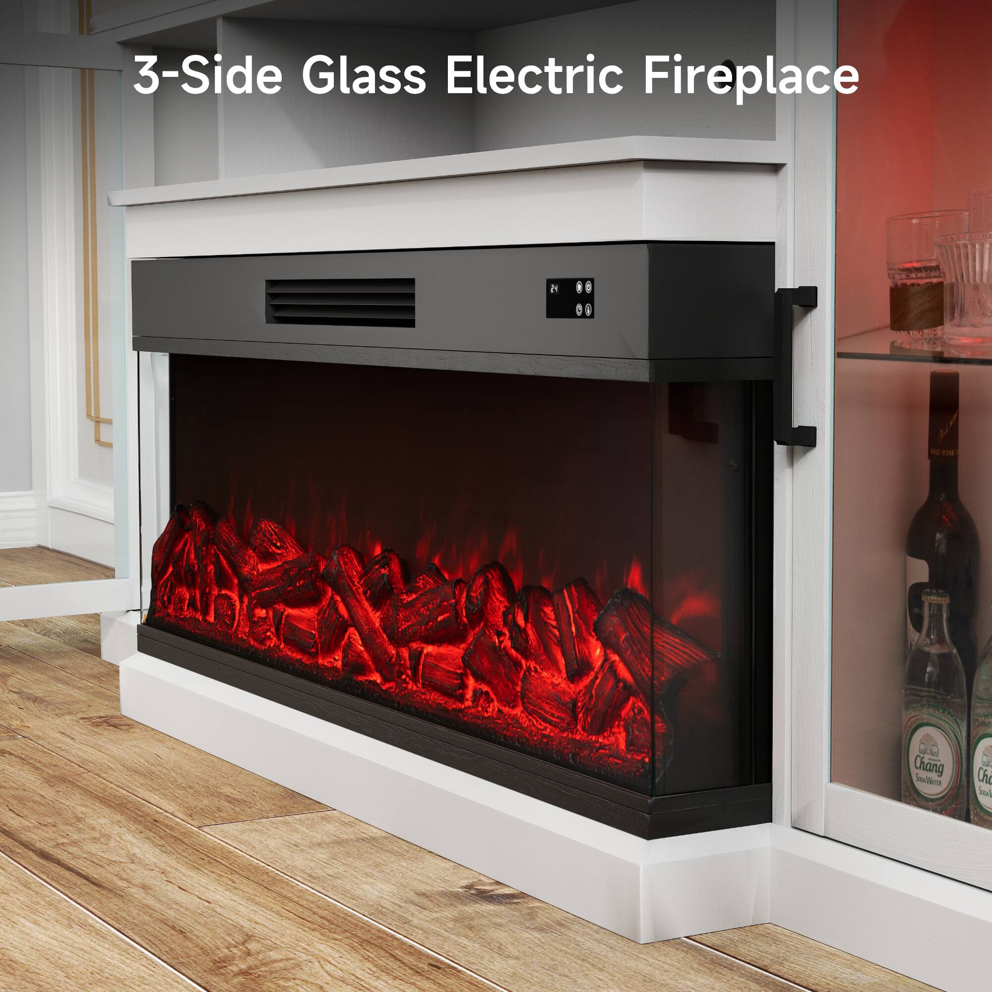 3-Side Glass Electric Fireplace