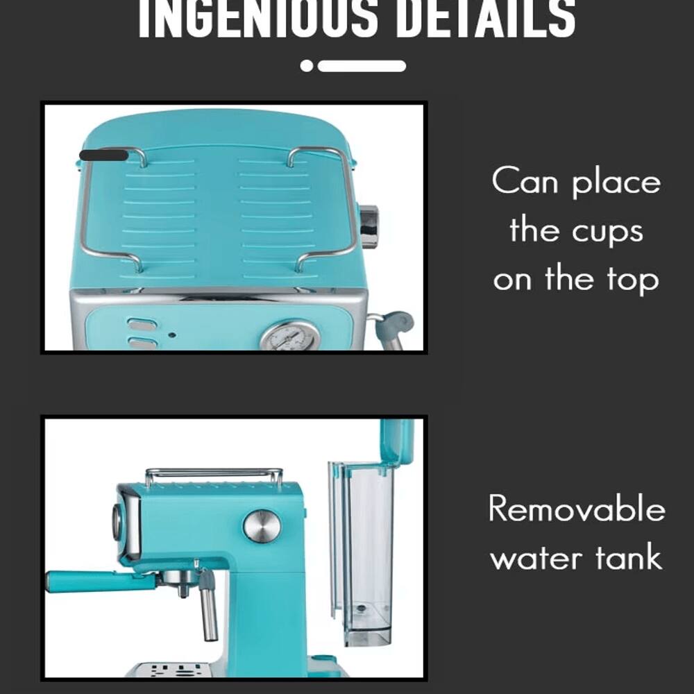 INGENIOUS DETAILS

- Can place the cups on the top
- Removable water tank