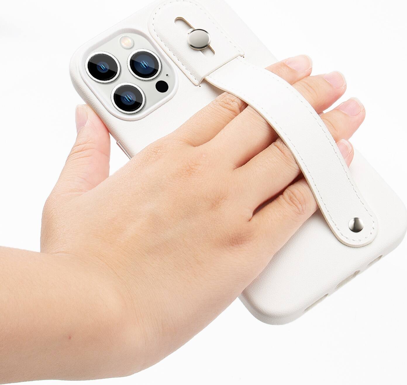 Alt View 15. SaharaCase - Indy Series Hand Strap Case for Apple iPhone 13 Pro - Cloud White.