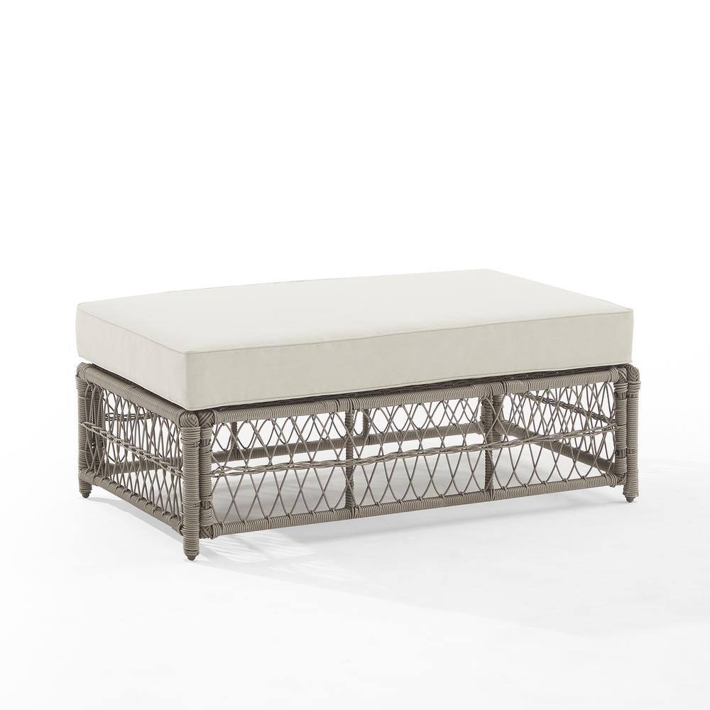 Alt View 1. Crosley Furniture - Thatcher Wicker Outdoor Coffee Table Ottoman - Creme.