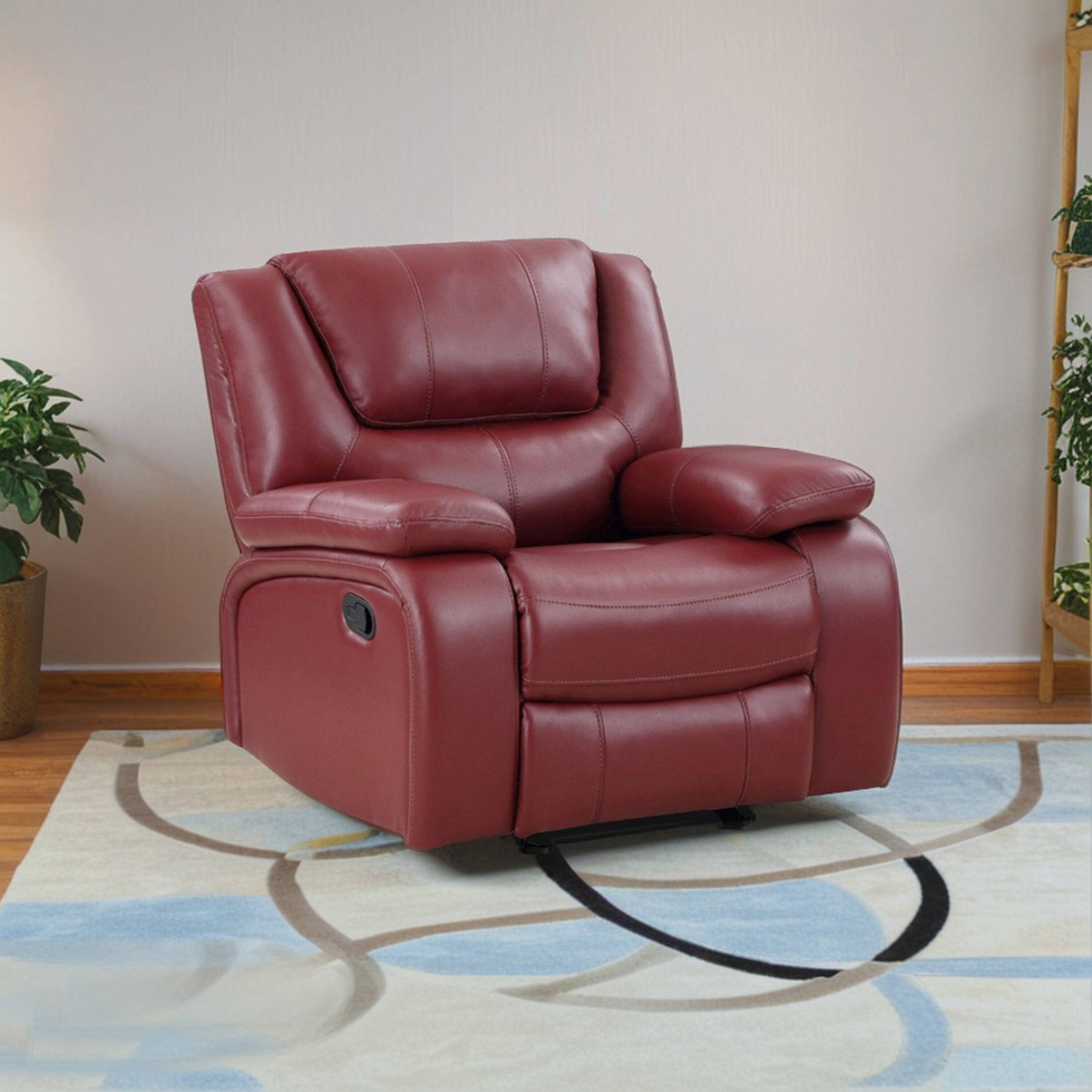 Alt View 2. Manhattan Lane - Mila 38 Inch Manual Recliner Accent Sofa Chair,  Faux Leather, Wood - Red, Black.