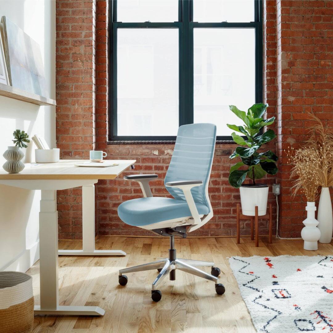 Back. Branch Furniture - Branch Ergonomic Chair – Adjustable Office Chair for All-Day Comfort with Lumbar Support and Recycled Mesh Back - Light Blue.