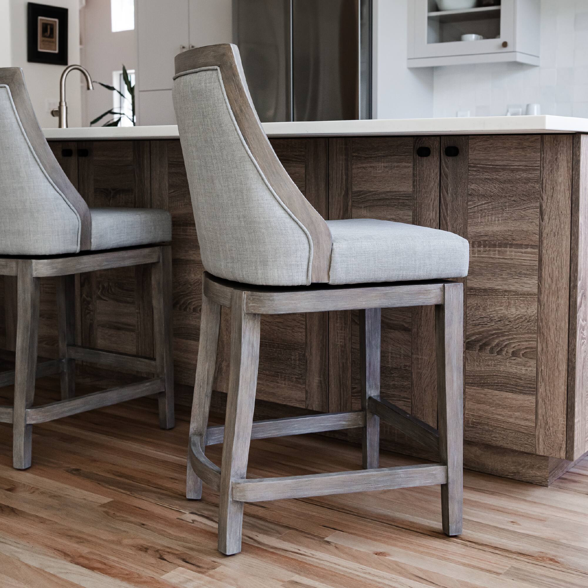 Angle. Maven Lane - 31" Vienna Bar Stool in Reclaimed Oak Finish with  Fabric Upholstery - Reclaimed Oak.