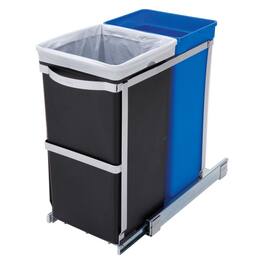 Hivvago - Pull Out Blue Recycle Bin Black Trash Can Slides Under Kitchen Counter - Black, bLUE