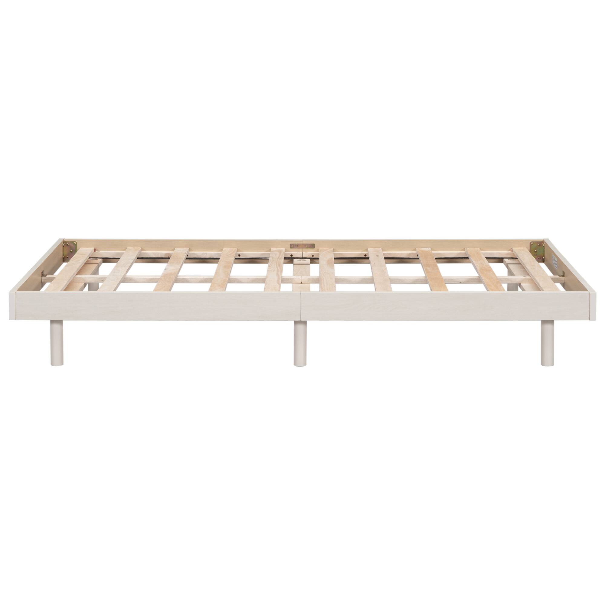 Alt View 4. GOODSILO - Modern Twin Size Floating Platform Bed Frame with Clean Design and Sturdy Construction - White Washed.