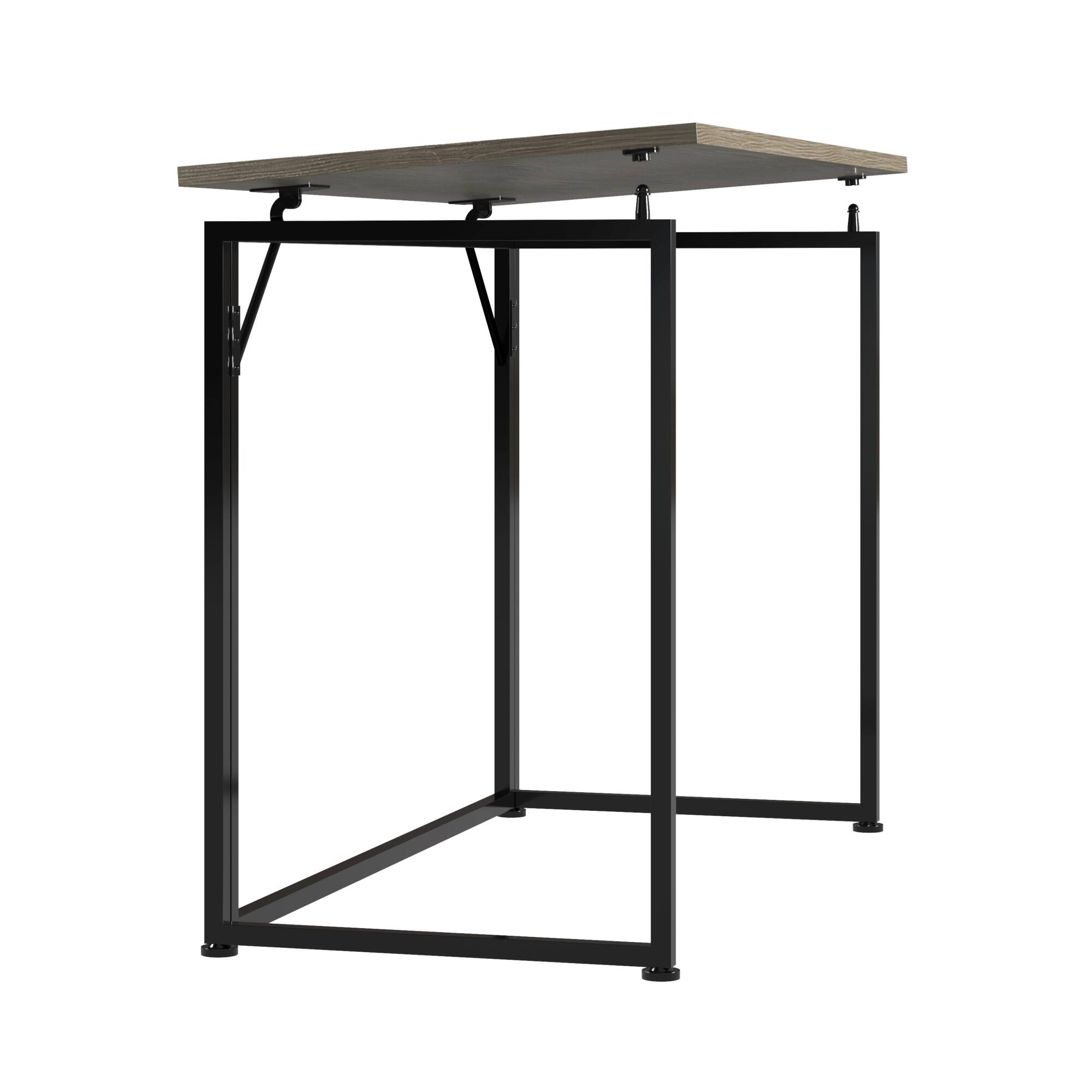 Alt View 4. GOODSILO - Compact Foldable Desk with Sturdy Steel Frame for Small Spaces - Gray.