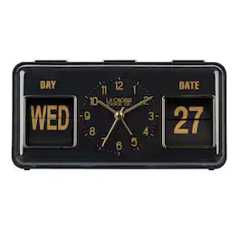 La Crosse Clock Co. - Daily Flip Tabletop Alarm Clock with Calendar - Black