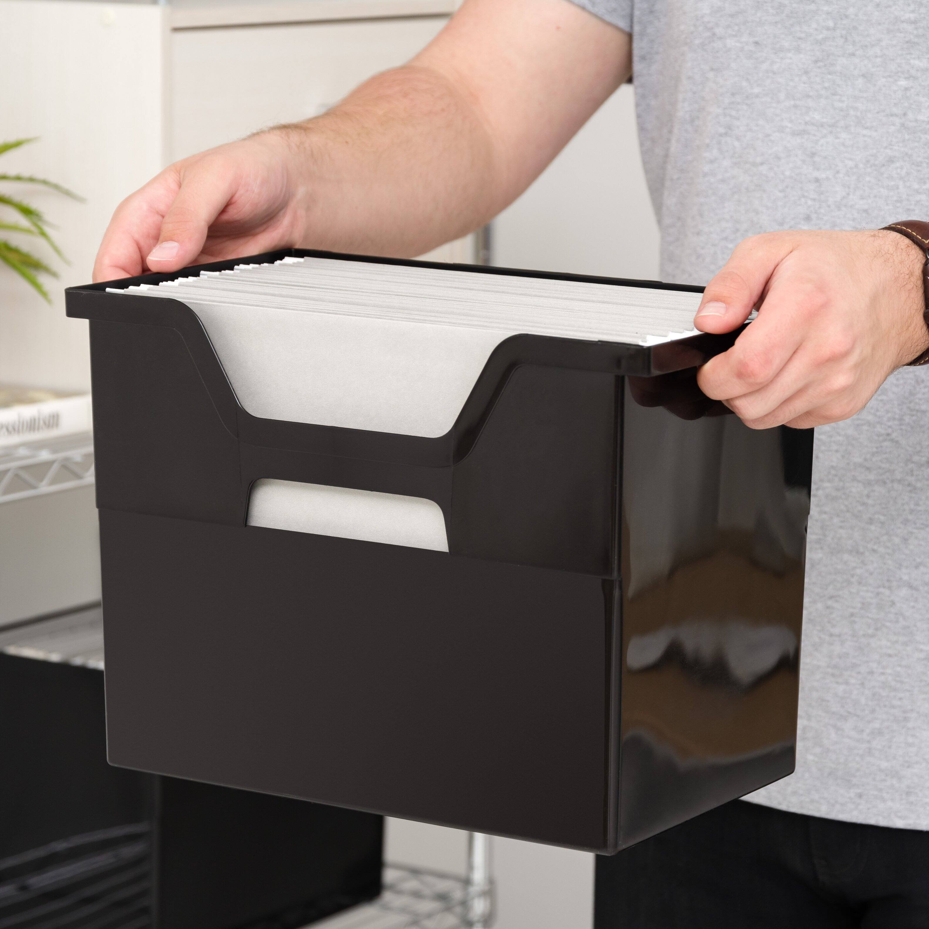 Alt View 4. IRIS USA - IRIS USA Portable Letter Size Desktop File Box with Open Lid, Side Handles, Hanging File Folders.