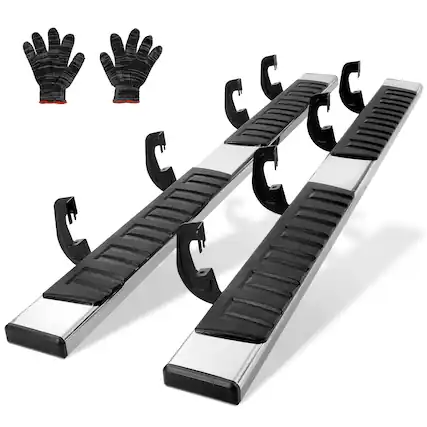 Front. VEVOR - Running Boards, 6" Step Bars Compatible with 2007-2018 Chevy Silverado/GMC Sierra 1500 Crew Cab/2019 2500HD 3500HD 1500 - Black;Silver.