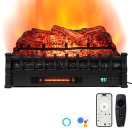 LUCKY ONE - 26 Inch Smart WiFi Infrared Electric Fireplace Insert with Pine Logs & 5 Flame Colors - Black