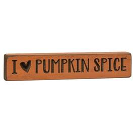 BreeBe - I Heart Pumpkin Spice Engraved Block 9" - Orange