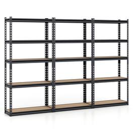 Costway - 3 PCS 60" H x 30" W x 12" D 5-Tier Garage Shelving Unit 2200 LBS Metal Shelves - Black