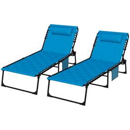 Outsunny - Folding Chaise Lounge Set of 2 with 5-level Reclining Back, Outdoor Lounge Tanning Chair with Padded Seat - Sky Blue