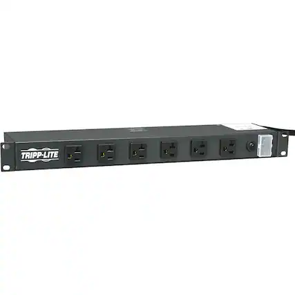 Front. Tripp Lite - Tripp Lite by Eaton 1U Rack-Mount Power Strip 120V 20A L5-20P 12 Outlets (6 Front-Facing 6-Rear-Facing) 15 ft. (4.57 m) - Black.
