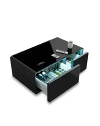 Livtab - Smart Coffee Table with Refrigerated Drawers, Wireless Charging, Bluetooth Speaker, Ideal for Modern Living Spaces - BLACK - Front_Zoom