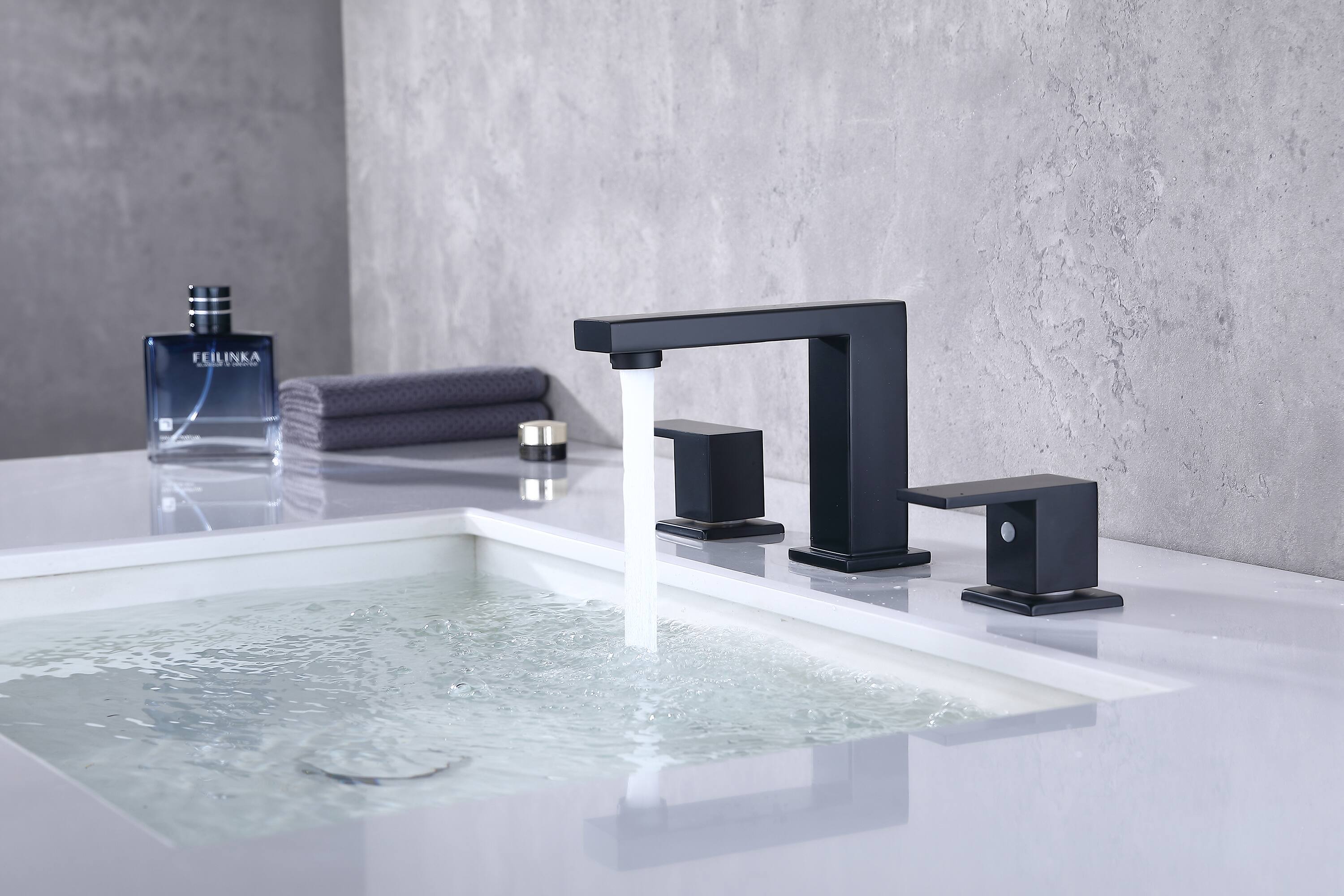 Angle. Bothwa Home - Bothwa Home Bathroom Faucet For bathroom Sink  With Two Handles And Supply Lines - Matt black.